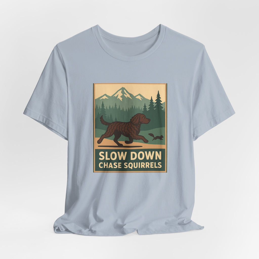 American Water Spaniel Slow Down Chase Squirrels Tee