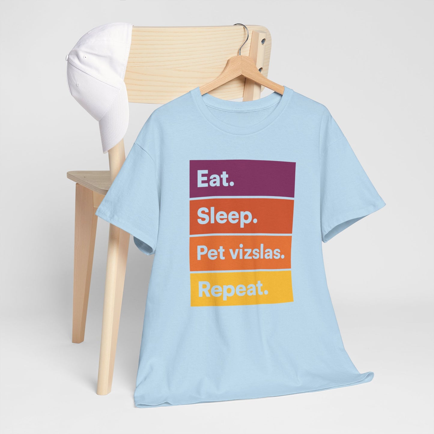 Color Block Unisex Tee - Eat, Sleep, Pet Vizslas, Repeat T-Shirt