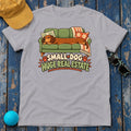 Small Dog Huge Real Estate Dachshund T-Shirt in Athletic Heather - flat lay