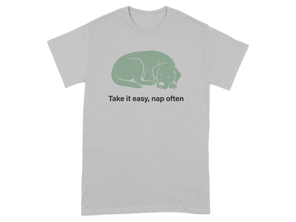 Take it easy nap often dog graphic tee