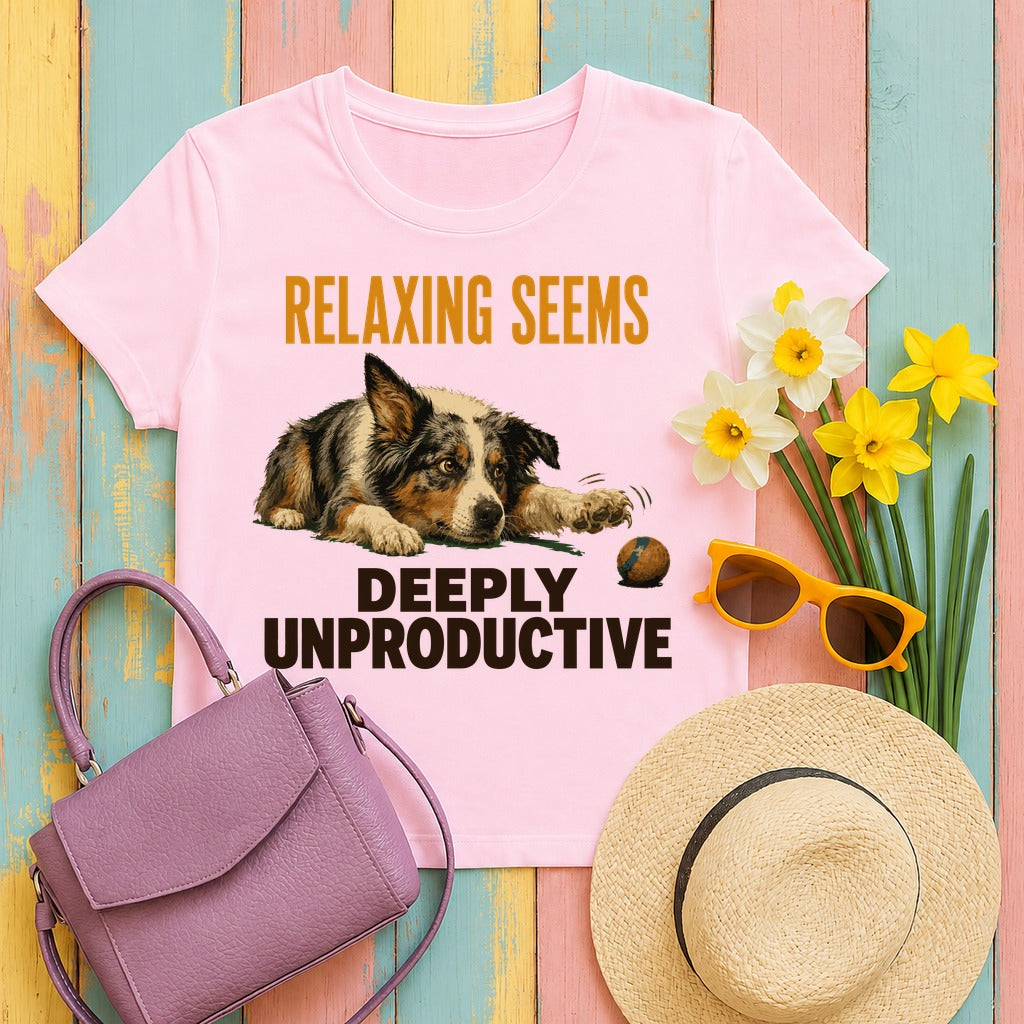 Relaxing Seems Unproductive Aussie T-Shirt in Light Pink