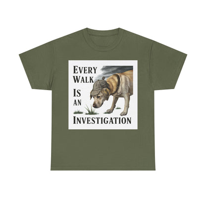 Every Walk is an Investigation Yellow Lab T-Shirt Military Green T-Shirt