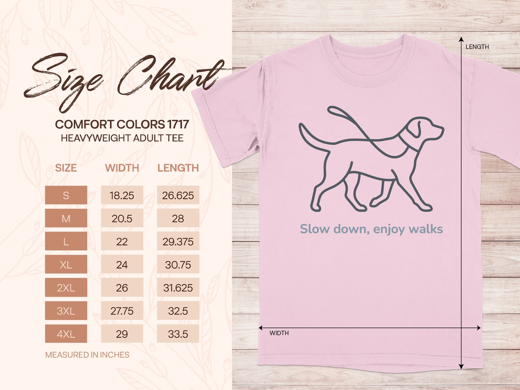 Slow down enjoy walks dog graphic heavyweight tee