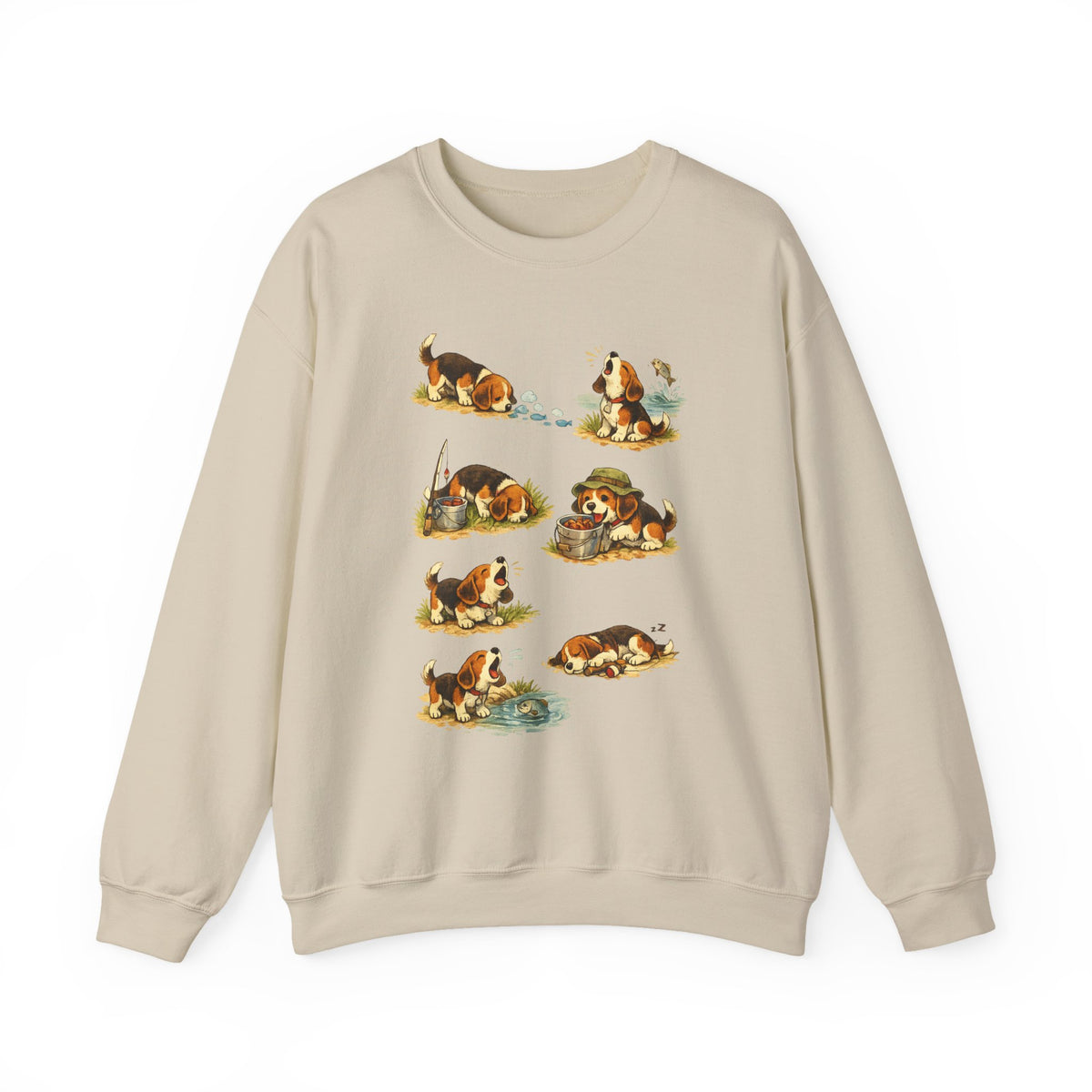 Whimsical Beagle Adventures Sweatshirt in Sand