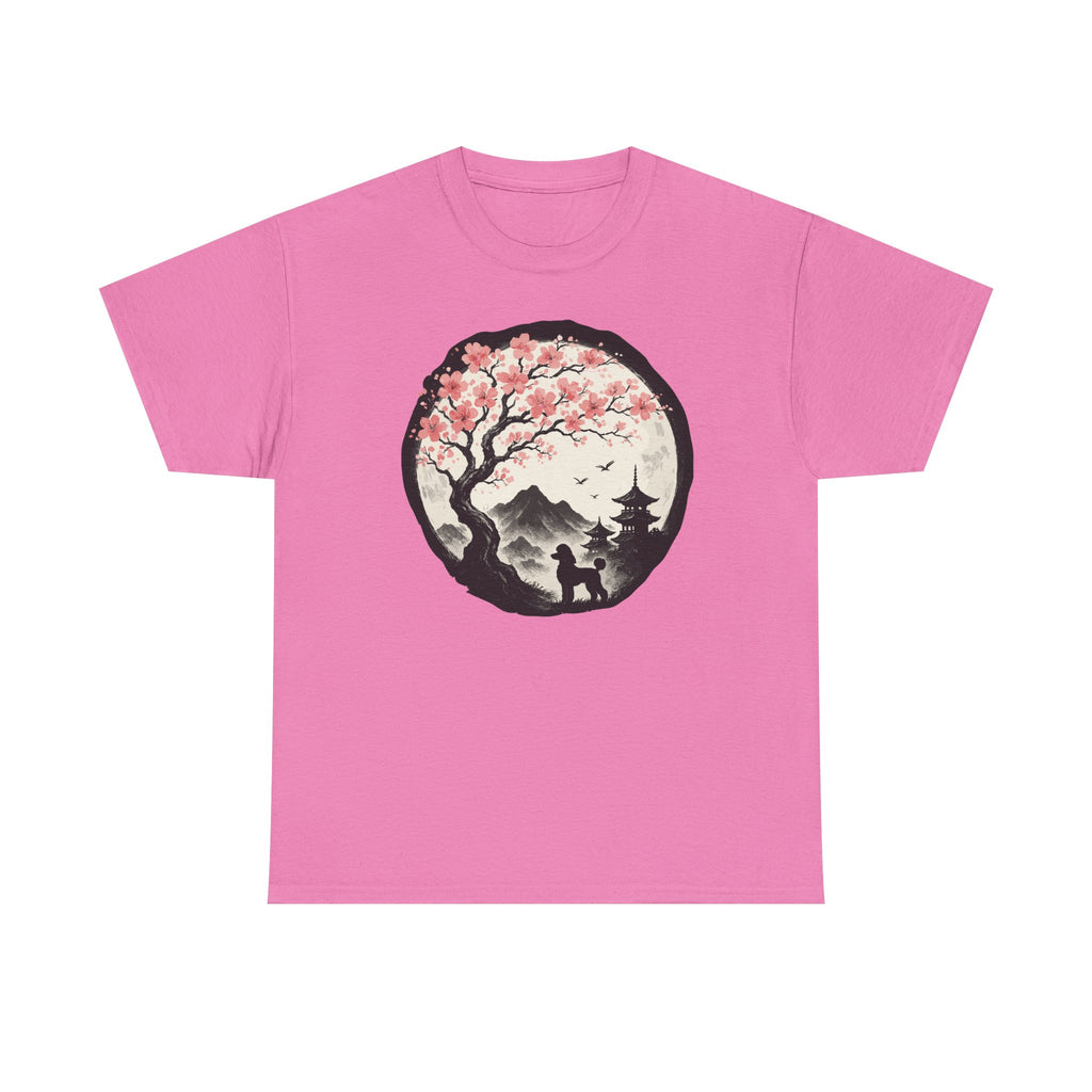Asian Landscape With Poodle Silhouette T-Shirt