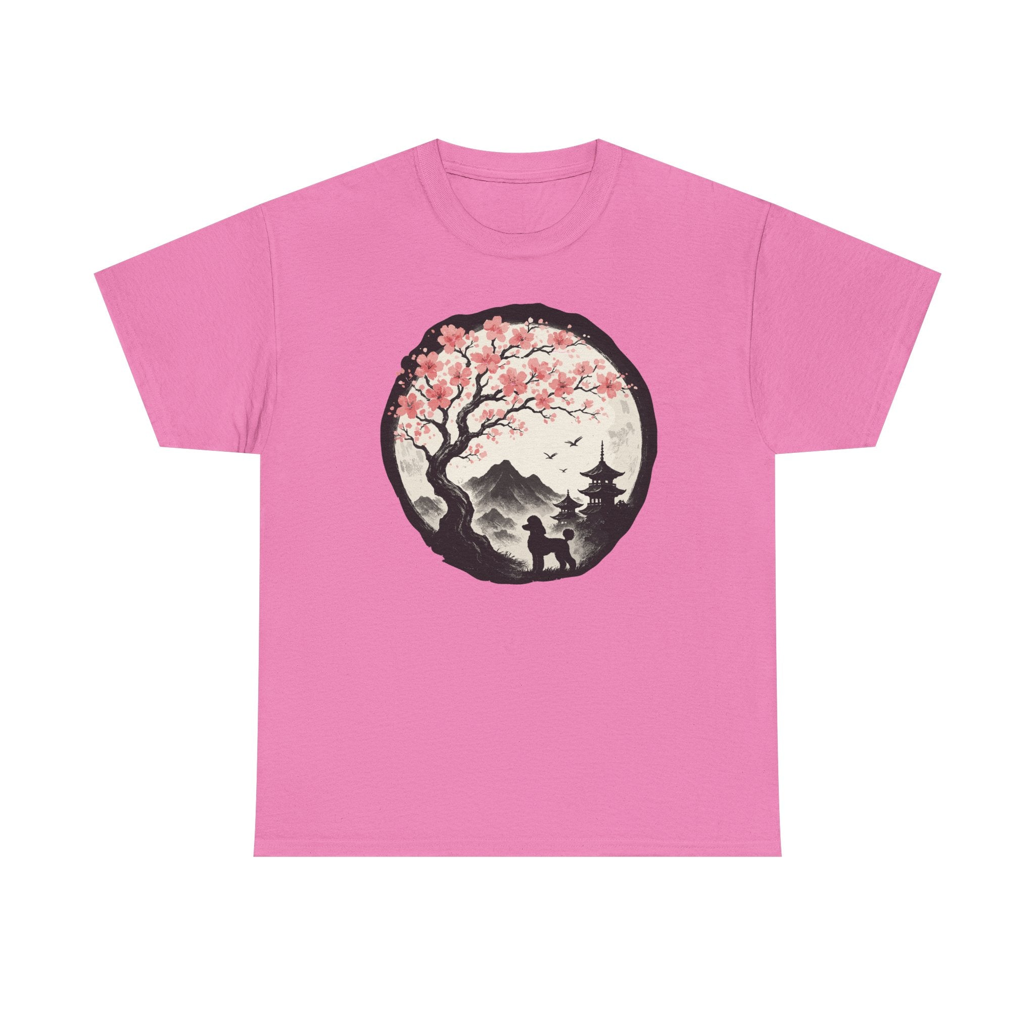 Asian Landscape With Poodle Silhouette T-Shirt