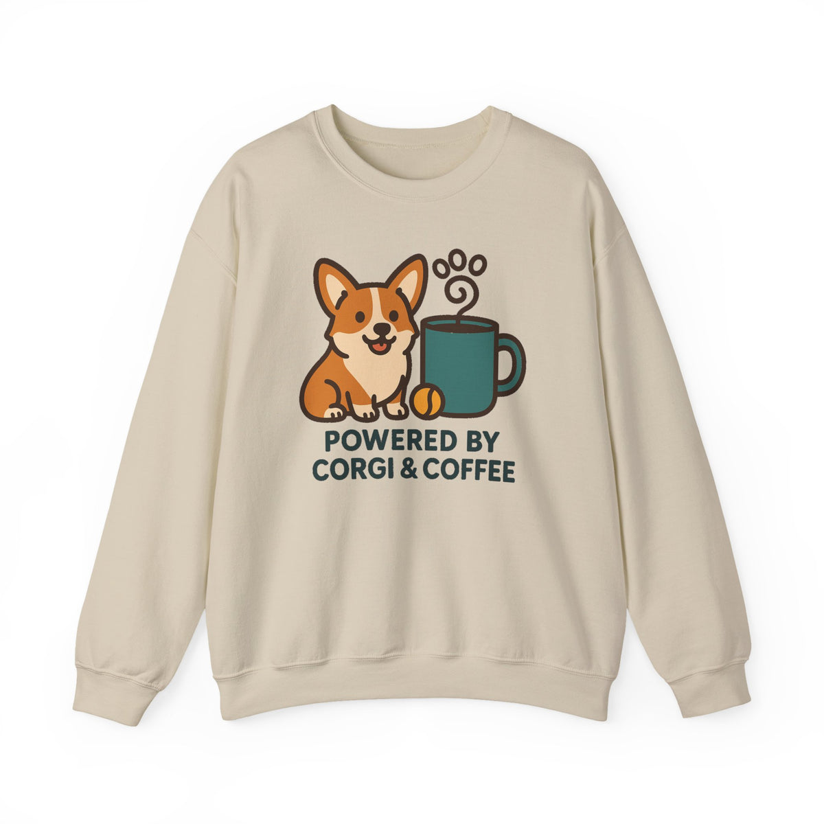 Corgi & Coffee Powered Sweatshirt in Sand