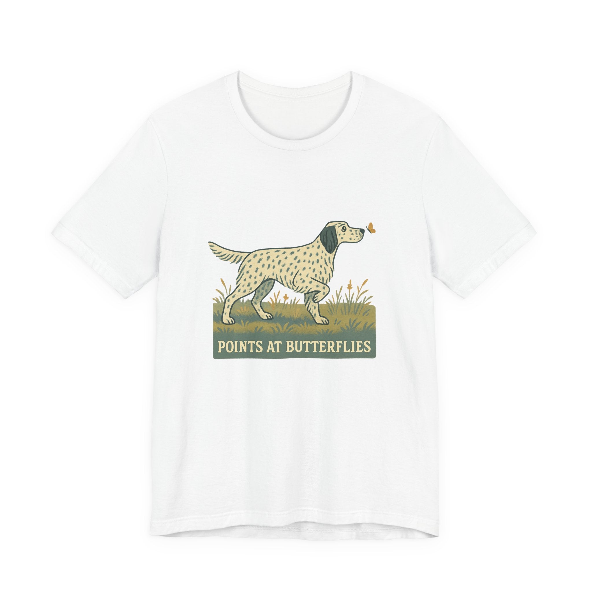 English Setter Points at Butterflies Tee