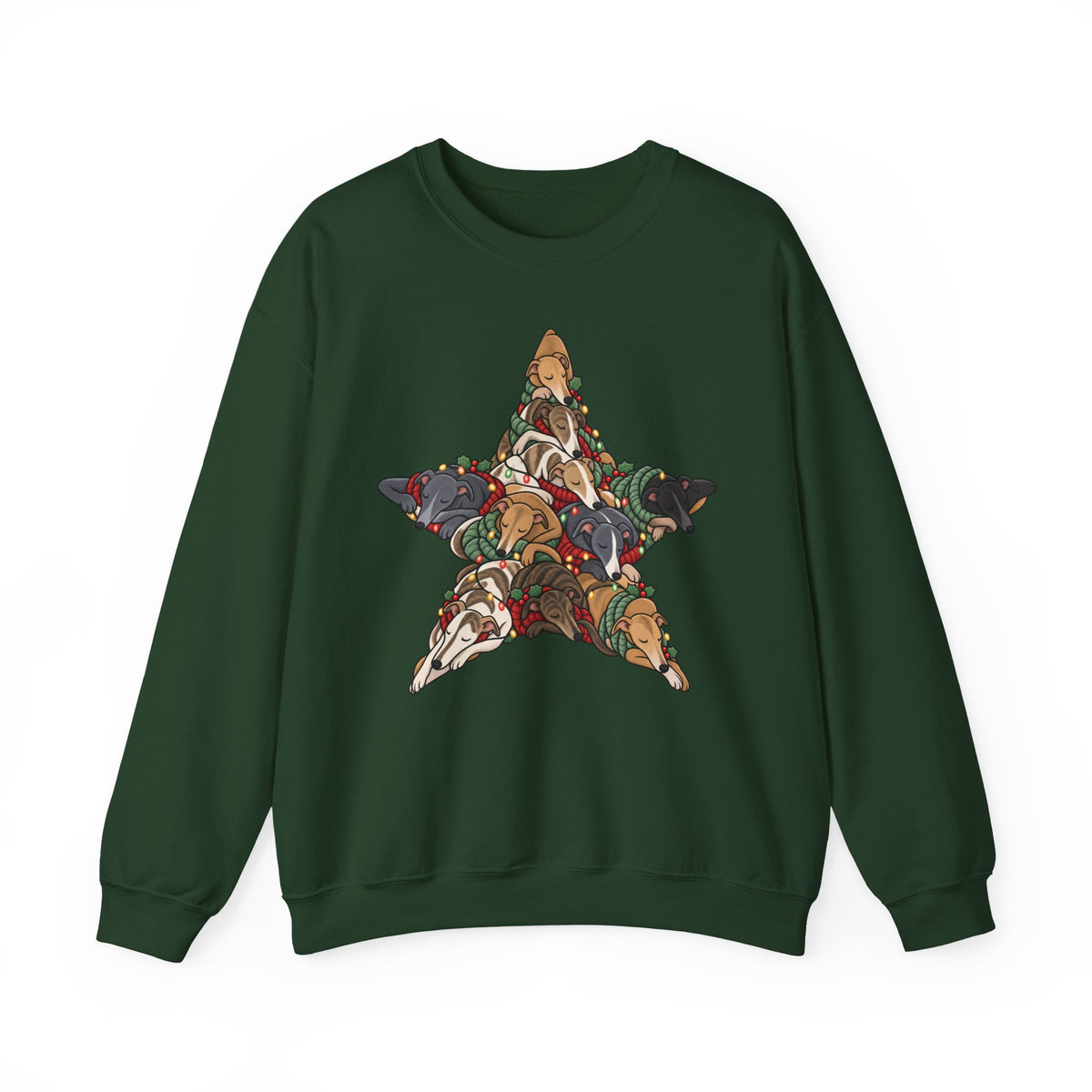 Greyhound Christmas Star sweatshirt in Forest Green