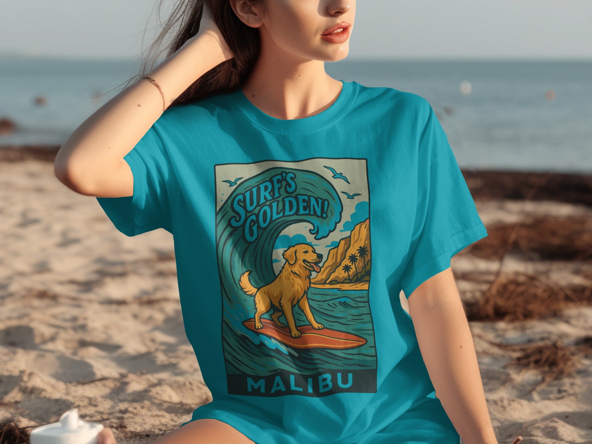Surf's Golden Malibu Beach Graphic Tee