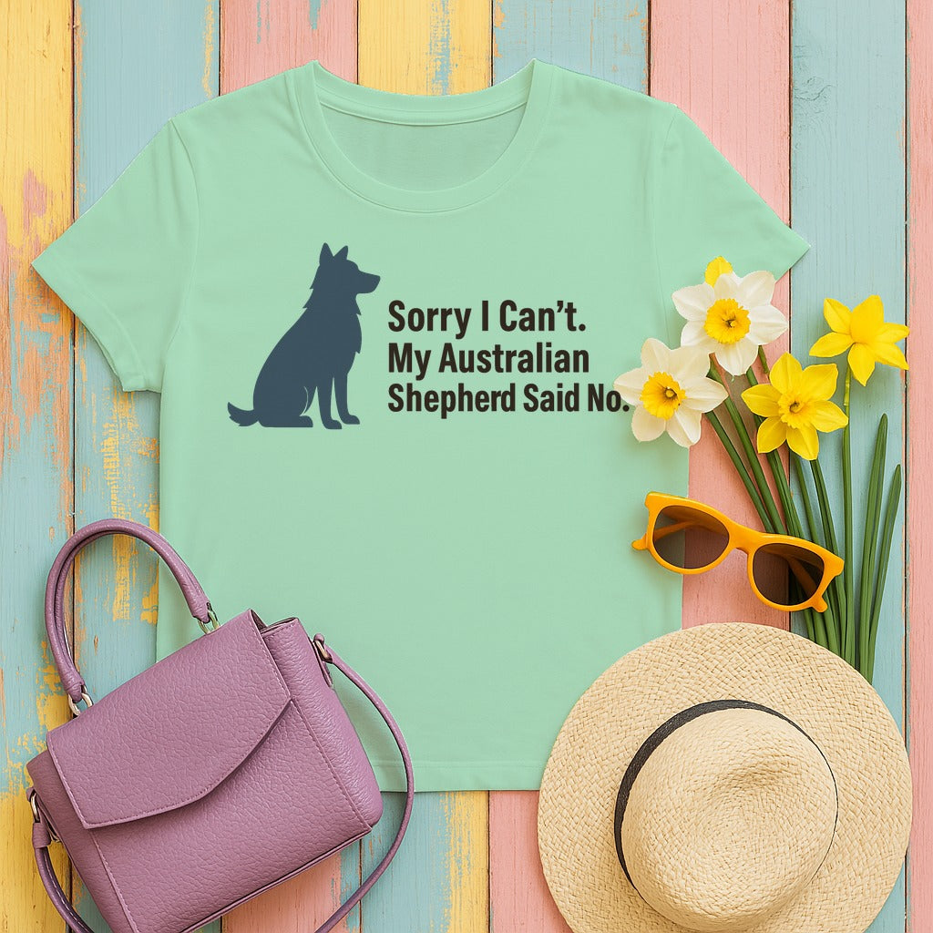 Aussie Said No. Humorous Graphic T-Shirt in Mint Green