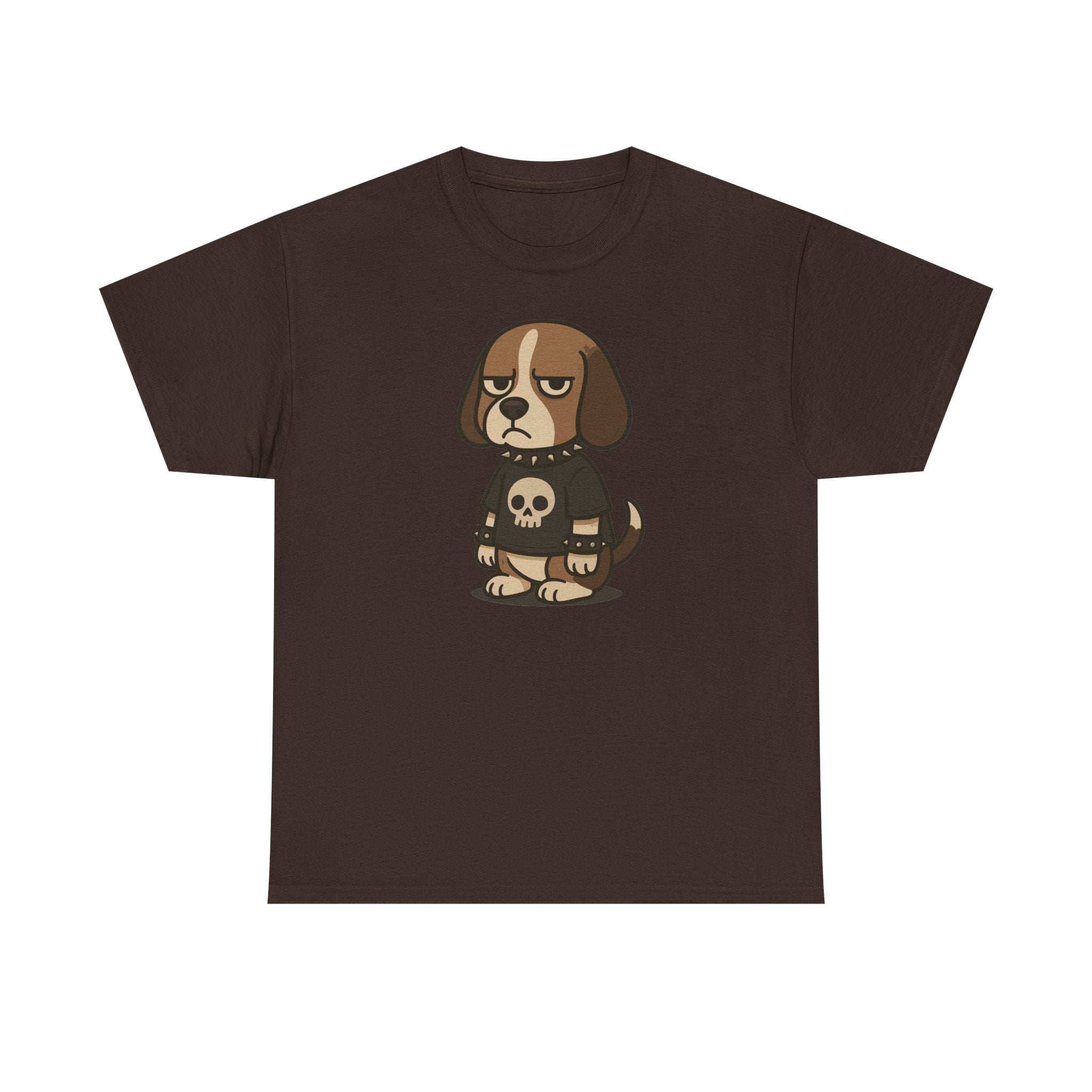 Goth Punk Beagle With Spiked Collar and Skull T-Shirt