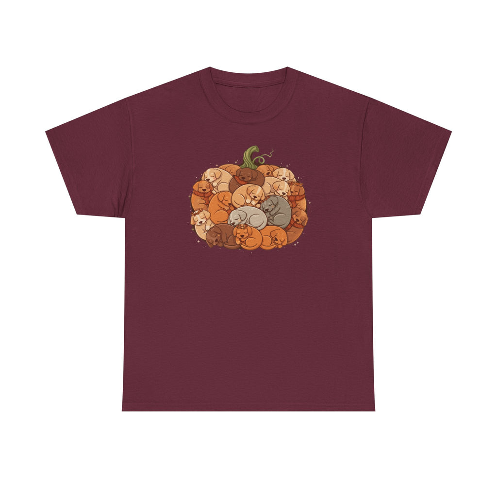 Pumpkin Full of Cute Sleeping Puppies Autumn Vibes T-Shirt