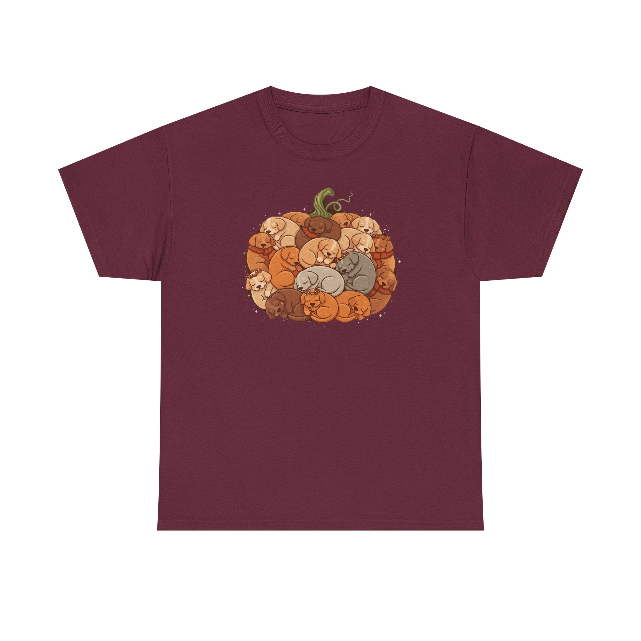 Pumpkin Full of Cute Sleeping Puppies Autumn Vibes T-Shirt