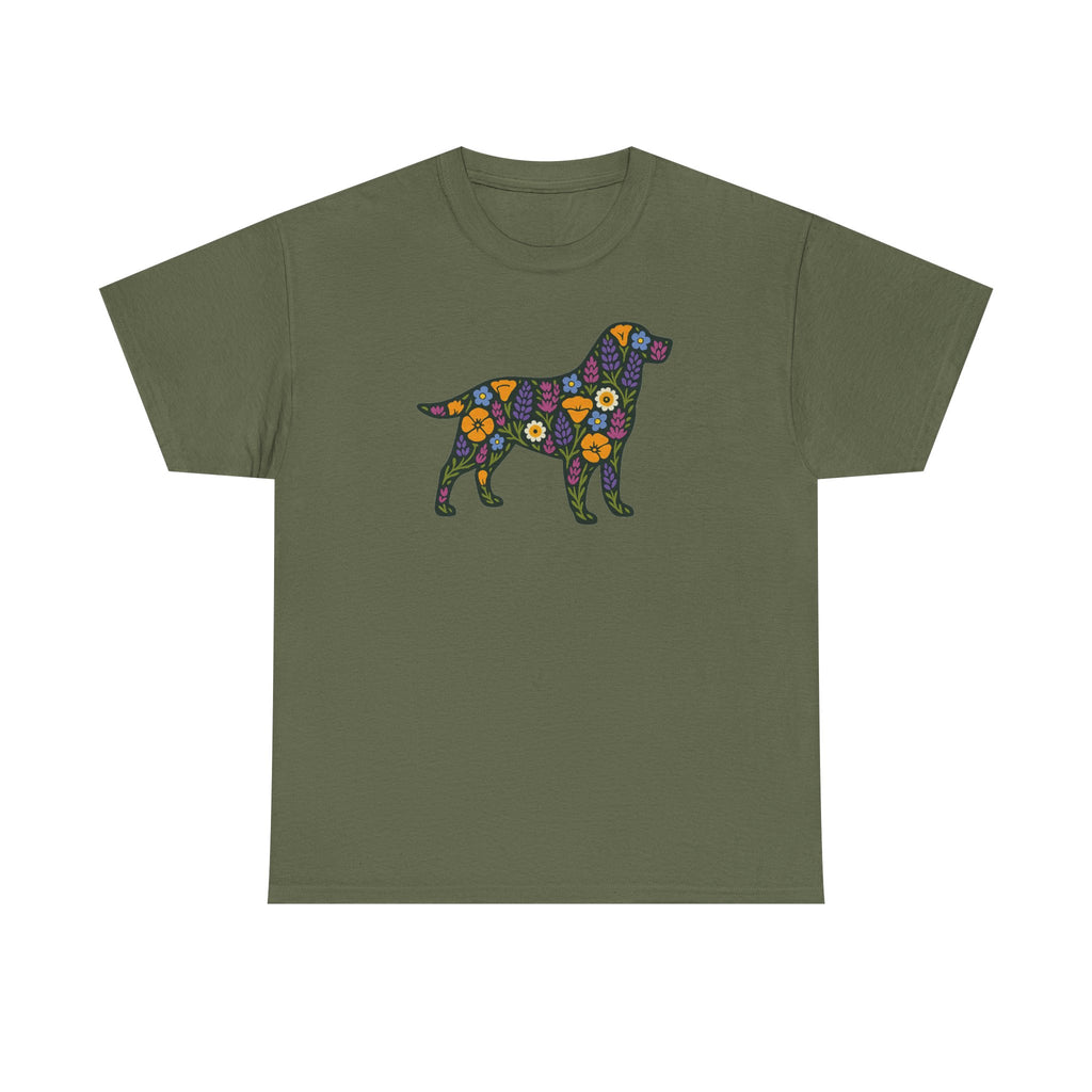 Floral Labrador Retriever Design Dog Lover Style Graphic Design T-Shirt