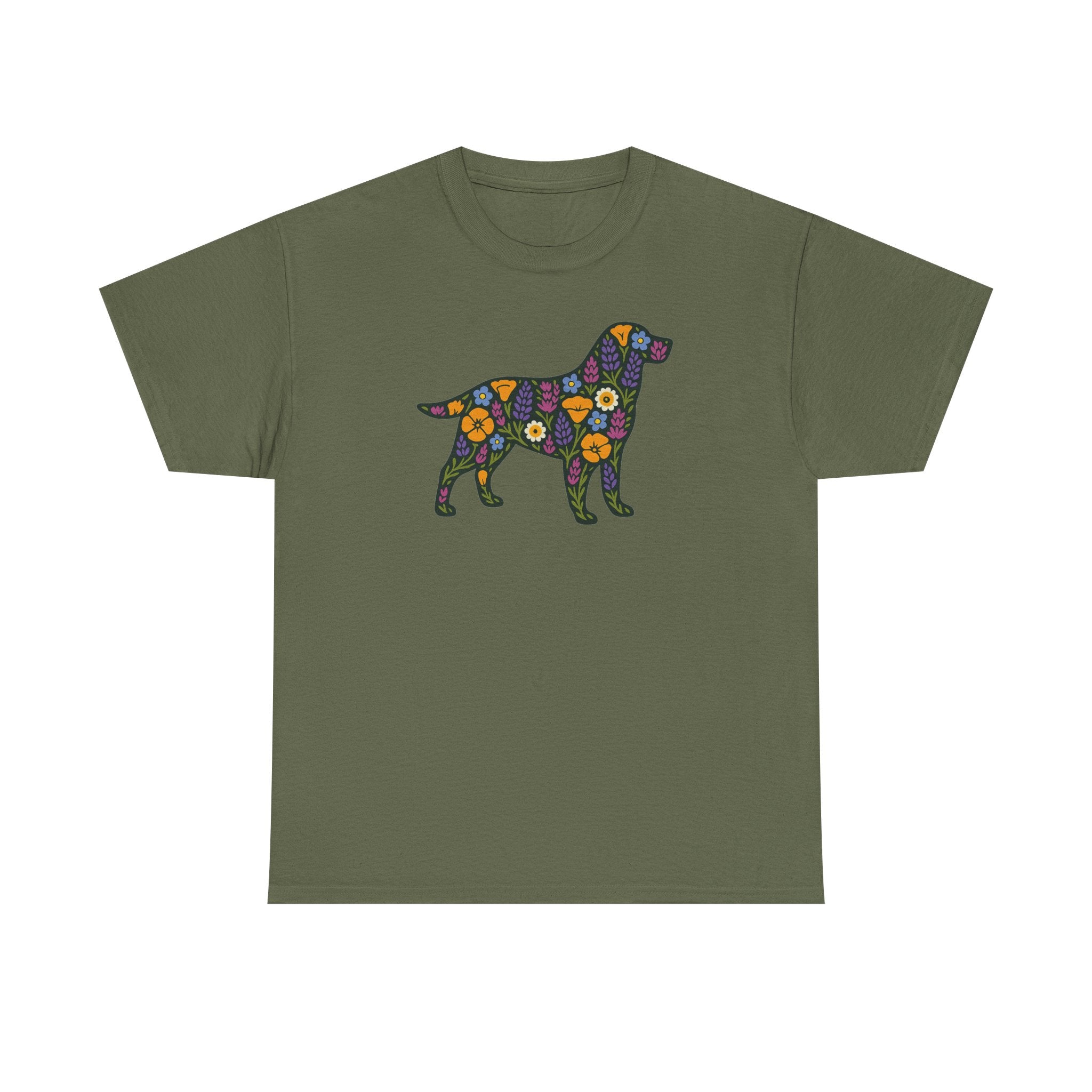 Floral Labrador Retriever Design Dog Lover Style Graphic Design T-Shirt