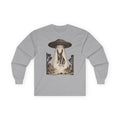 Chill Basset Hound Woodcut Art Long Sleeve Tee in Sport Grey
