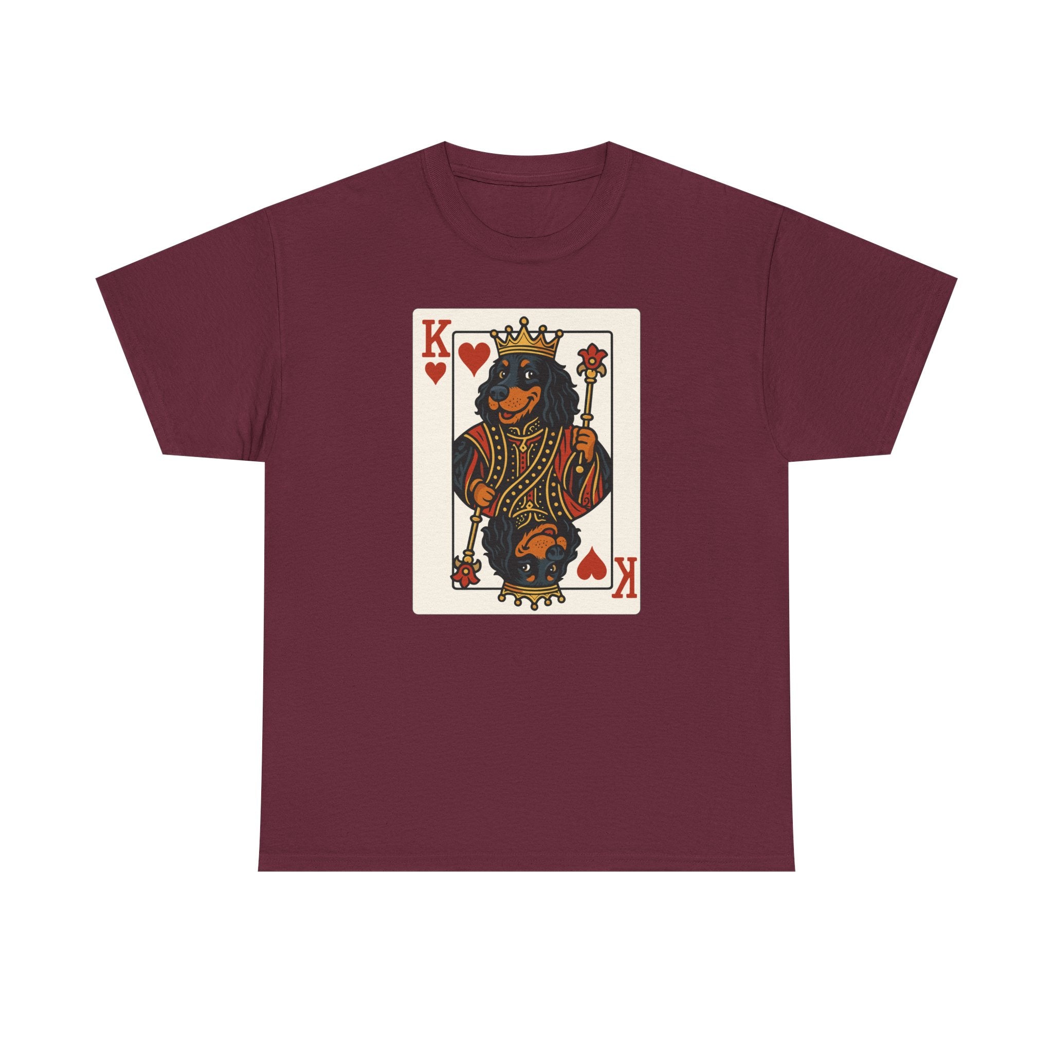 King Of Hearts Playing Card With Gordon Setter Illustration T-Shirt