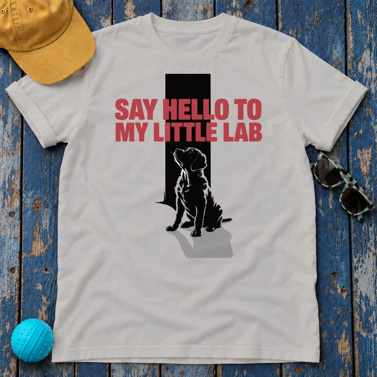 "Say hello to my little lab" - Dog Lover Gift - Lab Puppy Unisex T-shirt in Ash