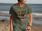 Green t-shirt with a dog detective cartoon and text "Sniff First, Ask Questions Later".