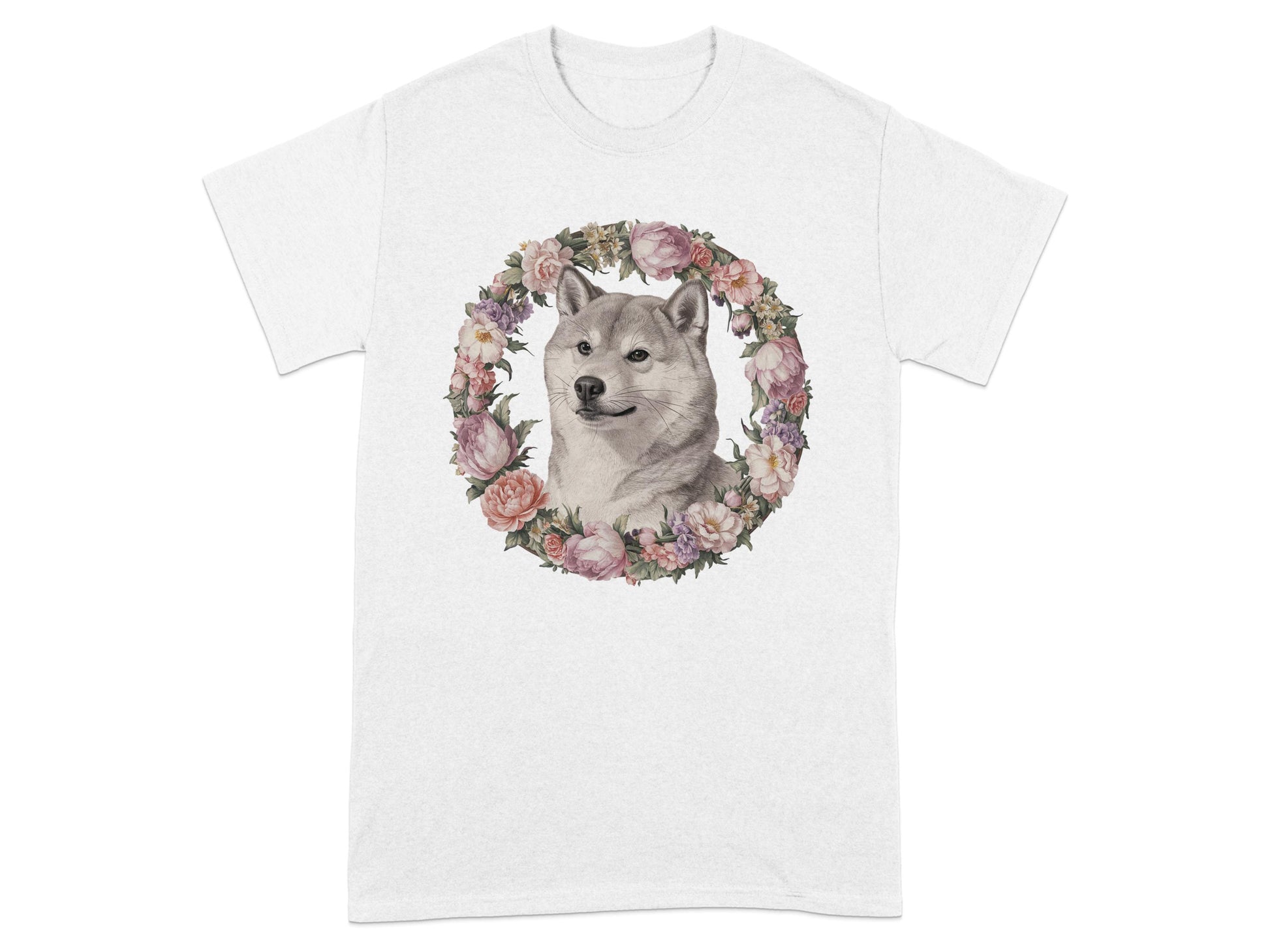 Floral Wreath Dog Art Graphic Design T-Shirt product