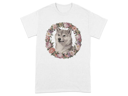 Floral Wreath Dog Art Graphic Design T-Shirt product