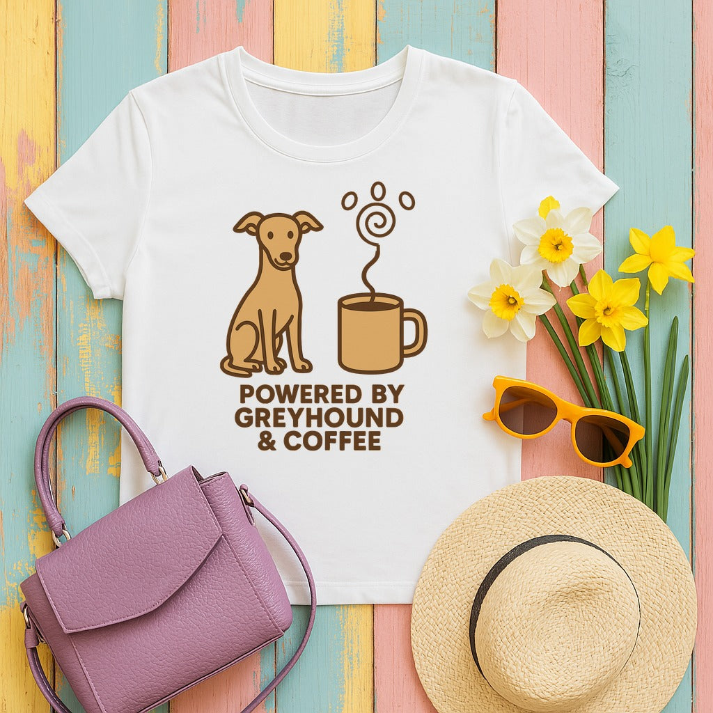 Powered by Greyhound & Coffee Tee in White