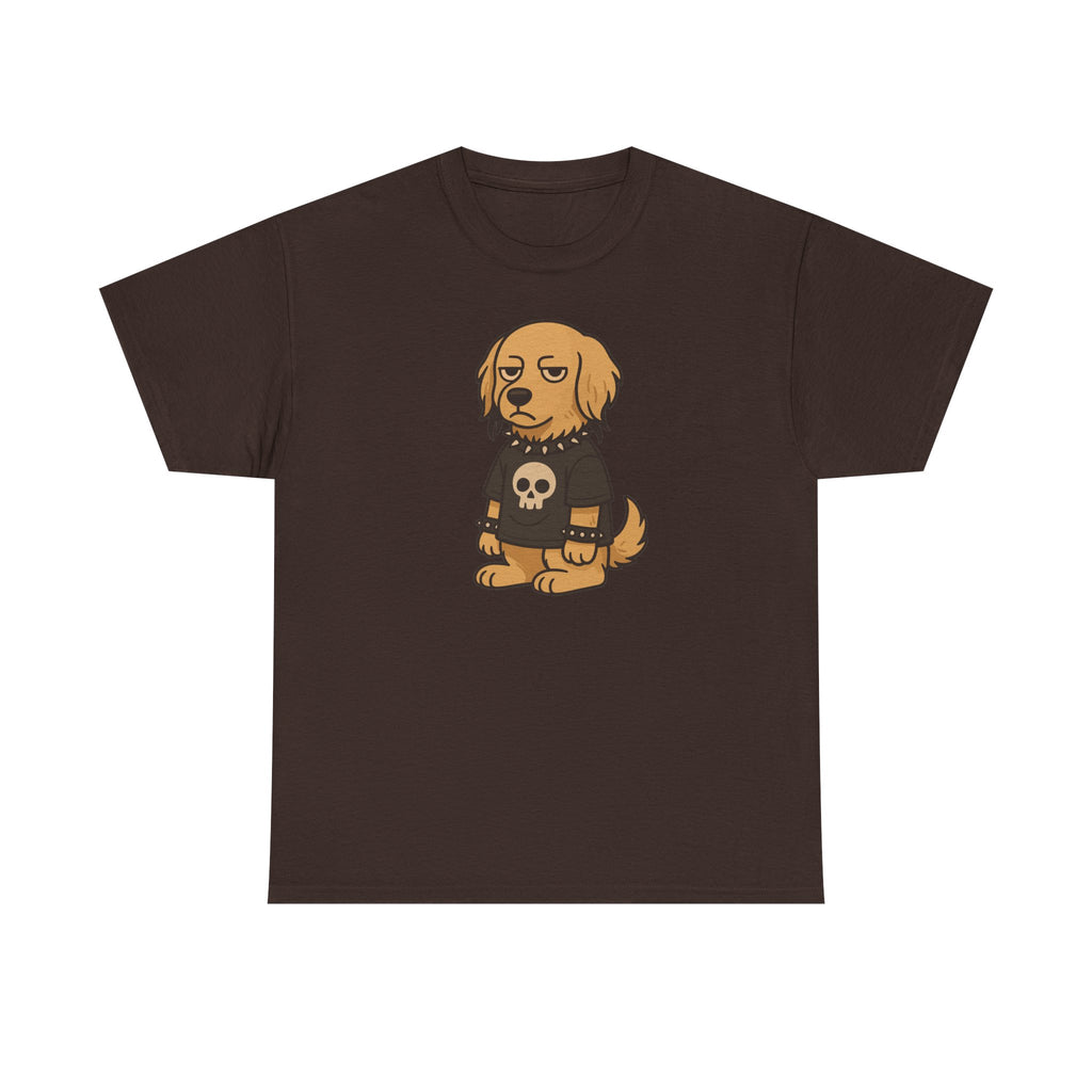 Goth Punk Golden Retriever In Skull Shirt T-Shirt