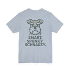 Smart Spunky Schnauzy Schnauzer Monochrome Back Print Tee in Light Blue, back