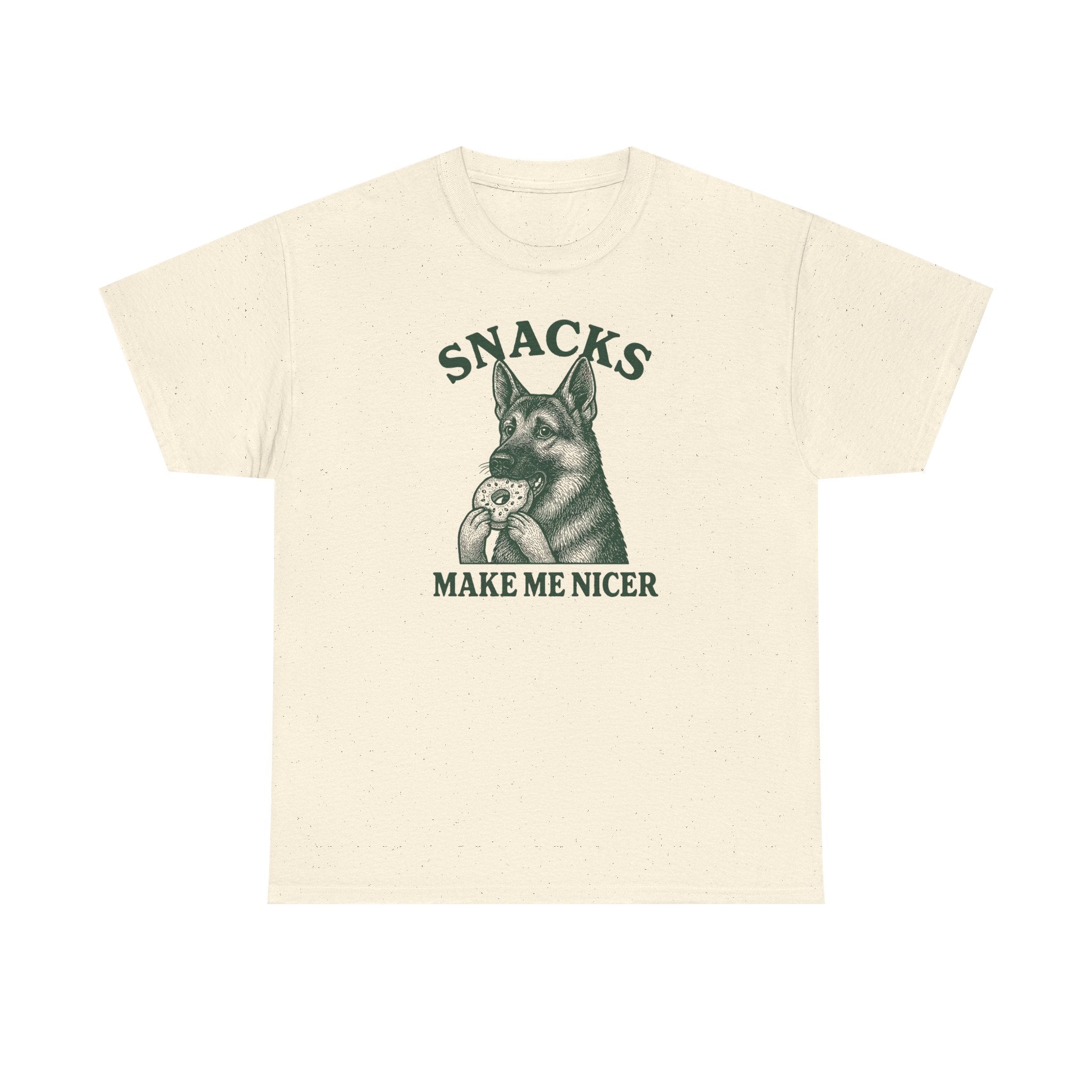 Snacks Make Me Nicer Funny German Shepherd With Donut Cute T-Shirt