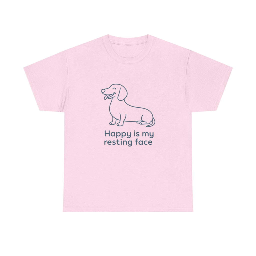 Happy Is My Resting Face - Funny Dachshund Tee