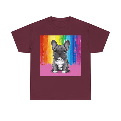 French Bulldog Rainbow Tee Maroon T-Shirt