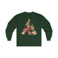 Pug Christmas Tree long sleeve tee in Forest Green