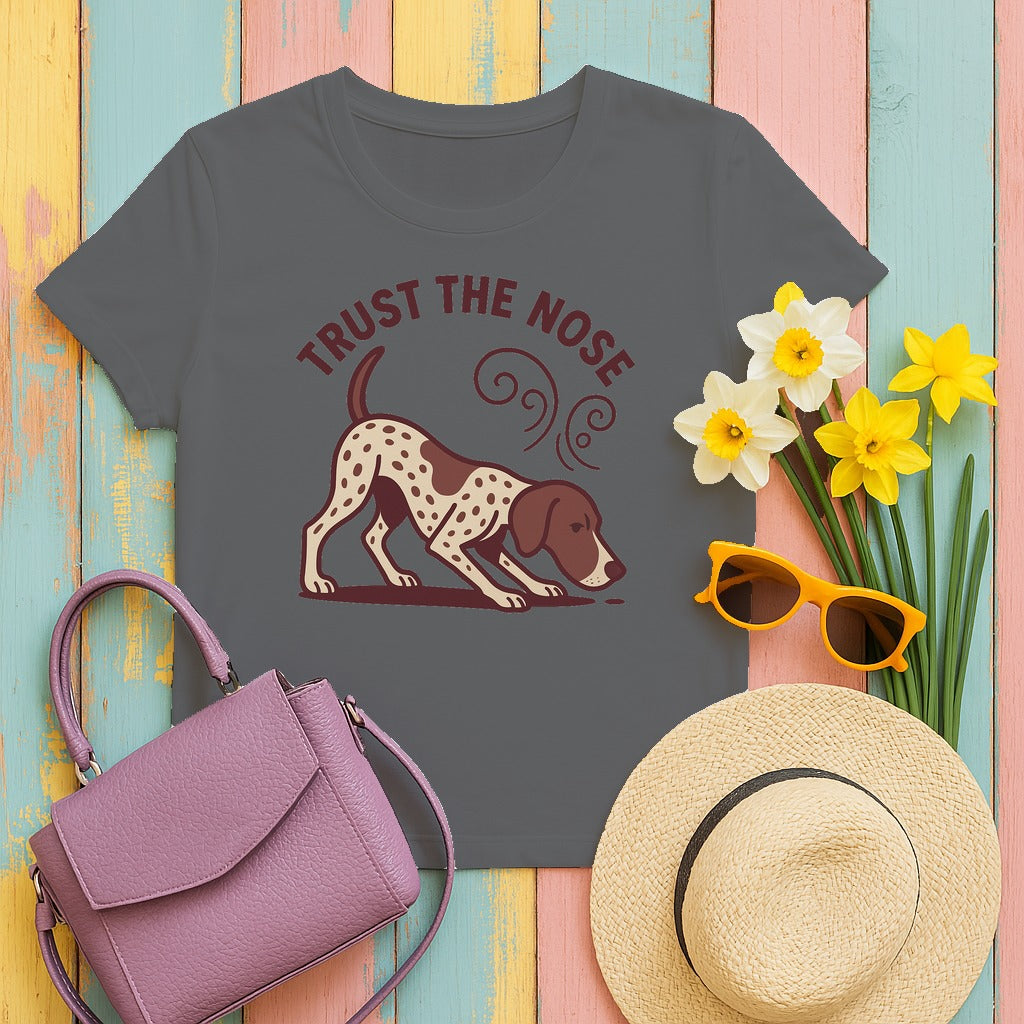 Trust the Nose German Shorthaired Pointer T-Shirt in Graphite Heather