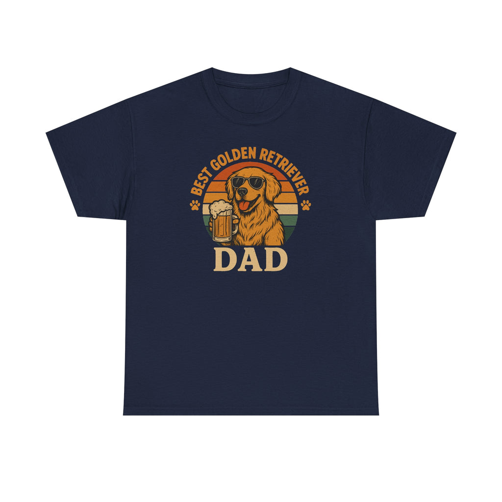 Best Golden Retriever Dad with Beer and Shades T-Shirt