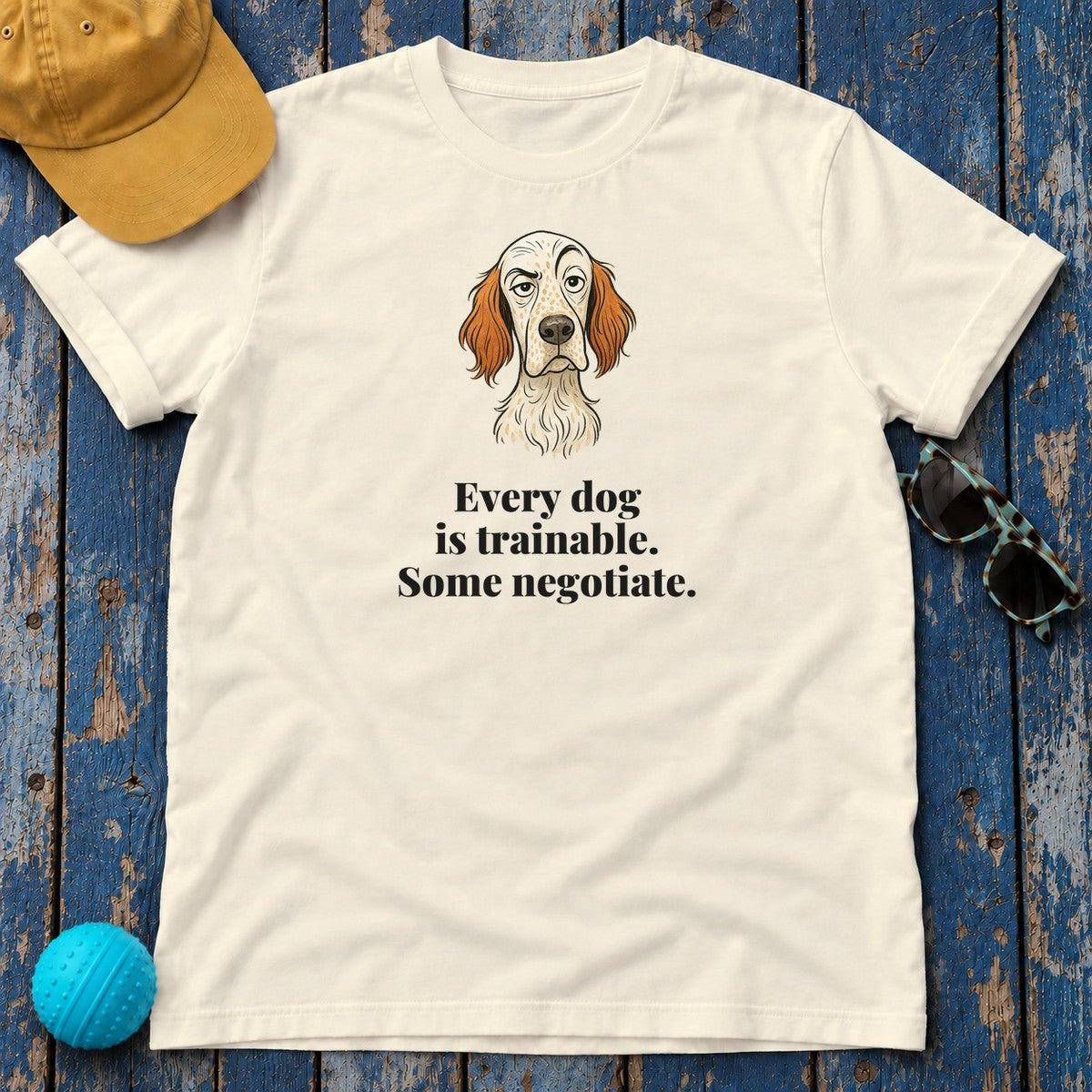 English Setter Some Negotiate Tee in Natural