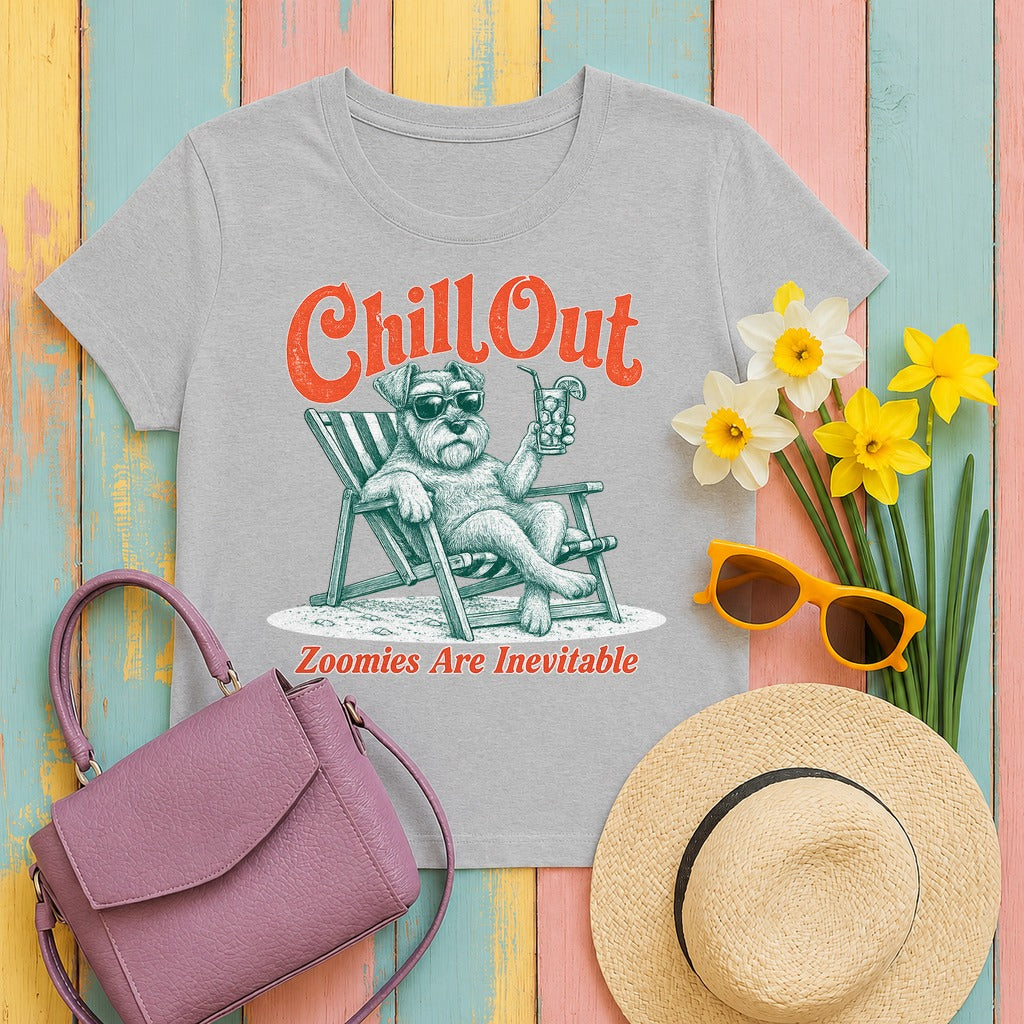 Chill Out Schnauzer Retreat T-Shirt in Sport Grey
