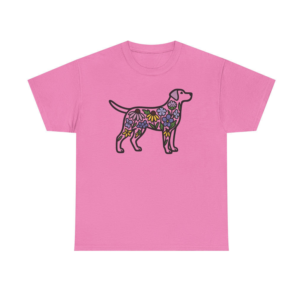 Dog Silhouette Filled with Flowers Graphic Art T-Shirt