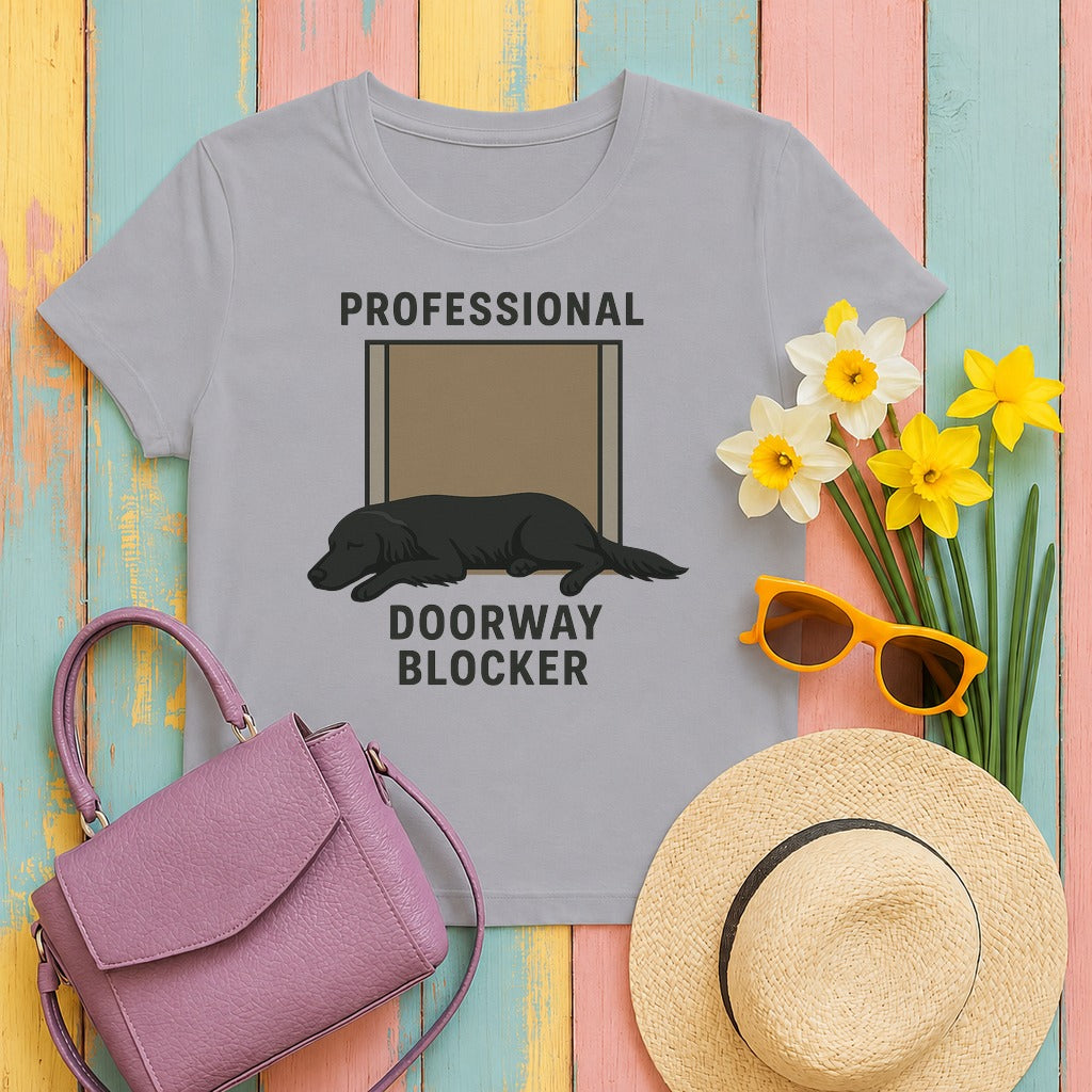 flat-coated retriever inconvenient-doorway tee flat lay hero