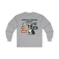 Boston Terrier Logic Flowchart Long Sleeve Tee in Sport Grey