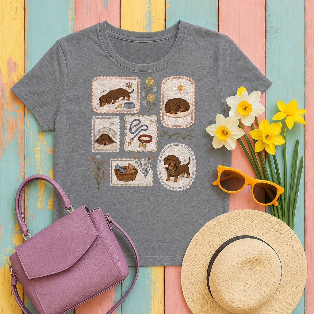 Sweet Dachshund Moments T-Shirt in Graphite Heather