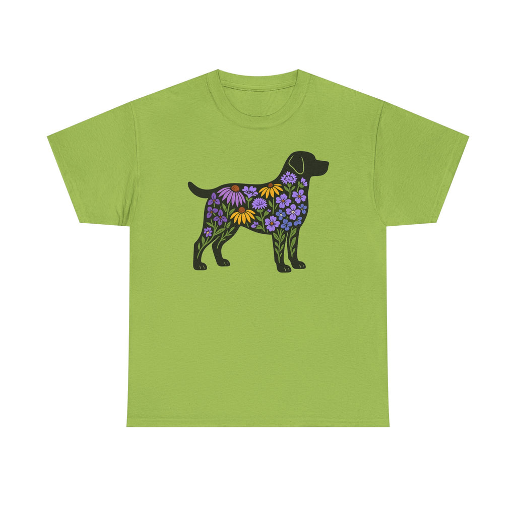 Labrador Silhouette Filled With Floral Patterns Trendy T-Shirt
