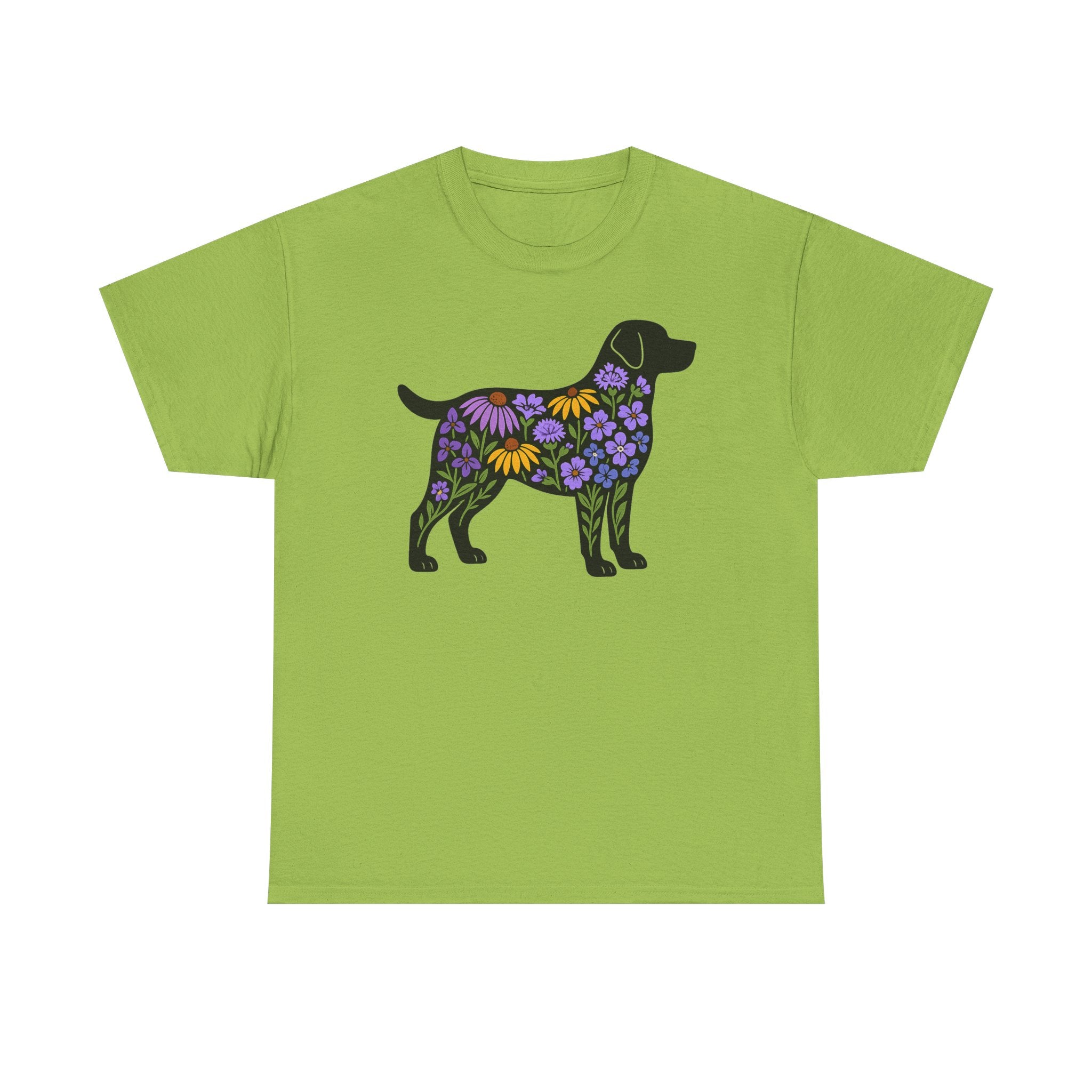 Labrador Silhouette Filled With Floral Patterns Trendy T-Shirt