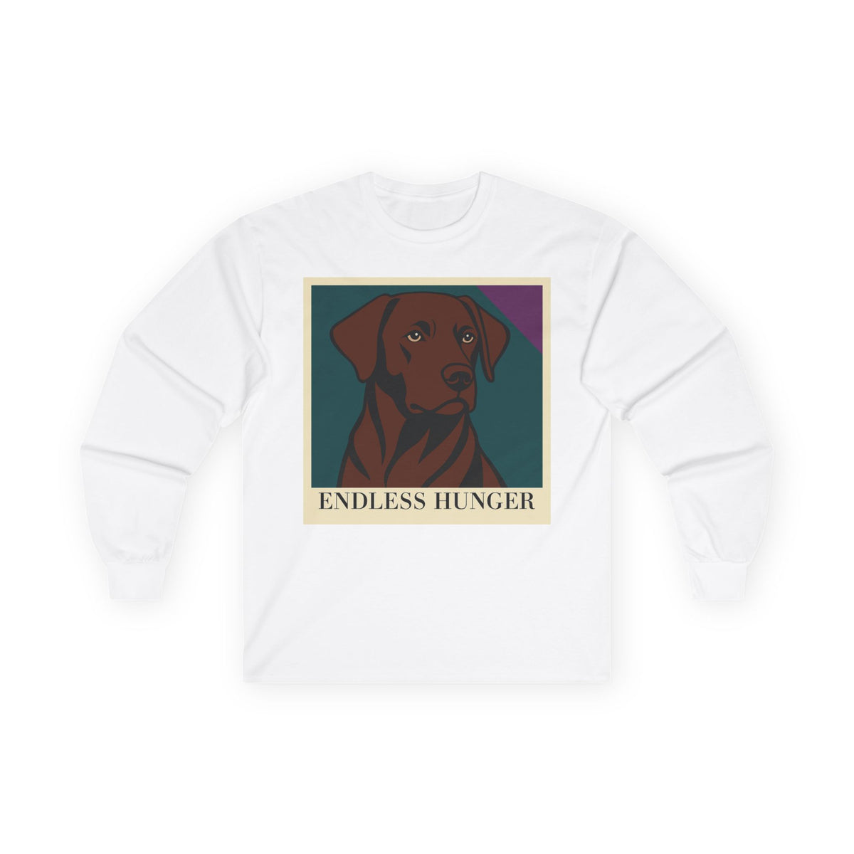 Endless Hunger Chocolate Labrador Long Sleeve Tee in White