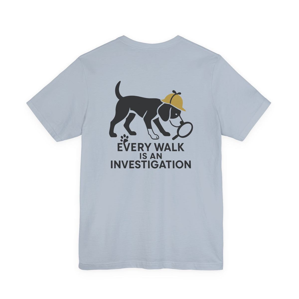 Every Walk Is An Investigation Beagle Artwork Back Print Tee in Light Blue, back