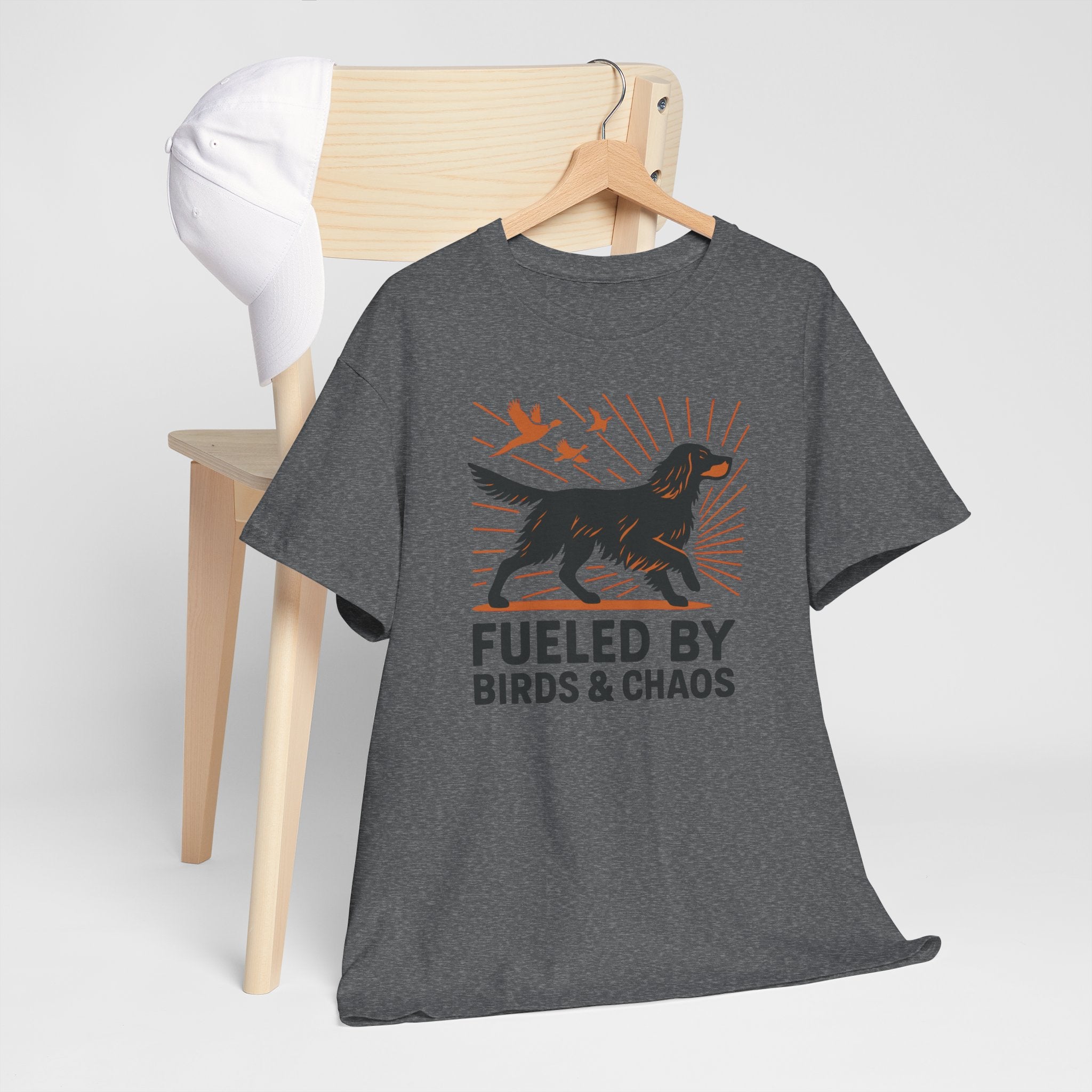 Graphic Tee: Gordon Setter "Fueled by Birds and Chaos" T-shirt