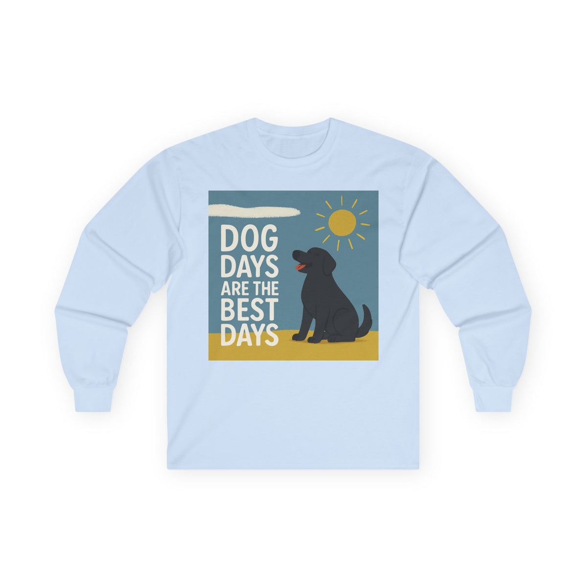 Dog Days Happy Black Lab Long Sleeve Tee in Light Blue