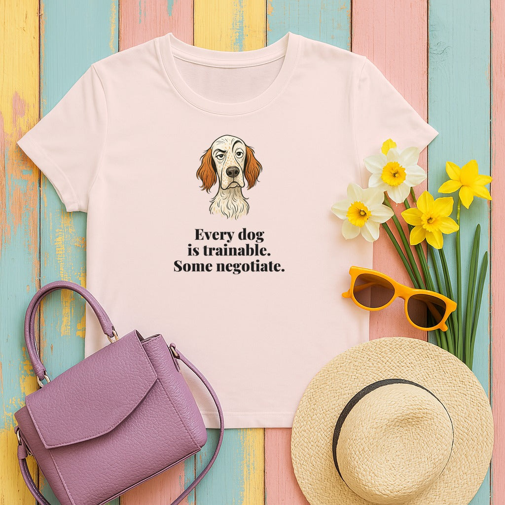English Setter Some Negotiate Tee in Soft Pink