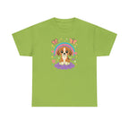 Cute Puppy Beagle Above Rainbow Cloud Design Graphic T-Shirt