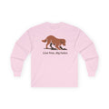 Live Free Dig Holes Golden Retriever Long Sleeve Tee in Light Pink